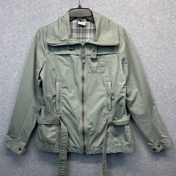 Harley Davidson Lightweight Jacket Womens Small Green‎ Full Zip Embroidered Belt - Picture 1 of 15
